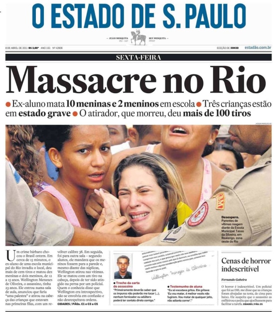 Massacre de Realengo, no Rio, chocou o Brasil (O Estado de S.Paulo - 08/4/2011)