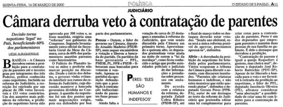 > Estadão - 16/3/2000