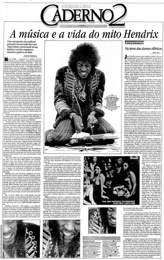Jimi Hendrix no Caderno 2 de 10/1/1991