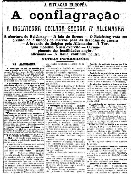 O Estado de S.Paulo - 05/8/1914
Clique aqui para ver mais
 