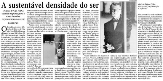 Resenha do livro 'Queda Livre', de Otavio Frias FIlho', por Daniel Piza em 2003.
