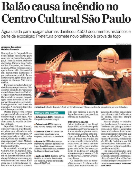 Incêndio no Centro Cultural São Paulo