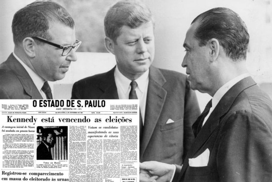 Eleição:1960/  Partido: Democrata

O presidente  americano John Kennedy recebe o ex-presidente Juscelino Kubitschek na Casa Branca em 1961