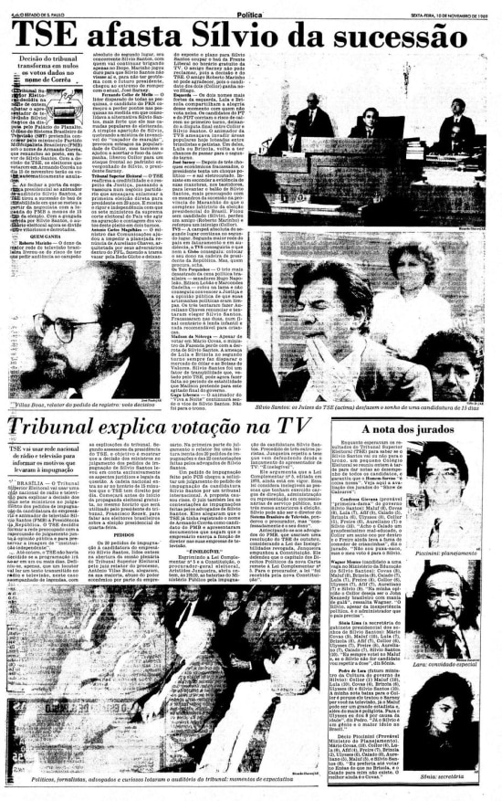 Silvio Santos candidato a presidente em 1989.
