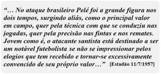 Texto sobre Pelé publicado no Estadão em 1957