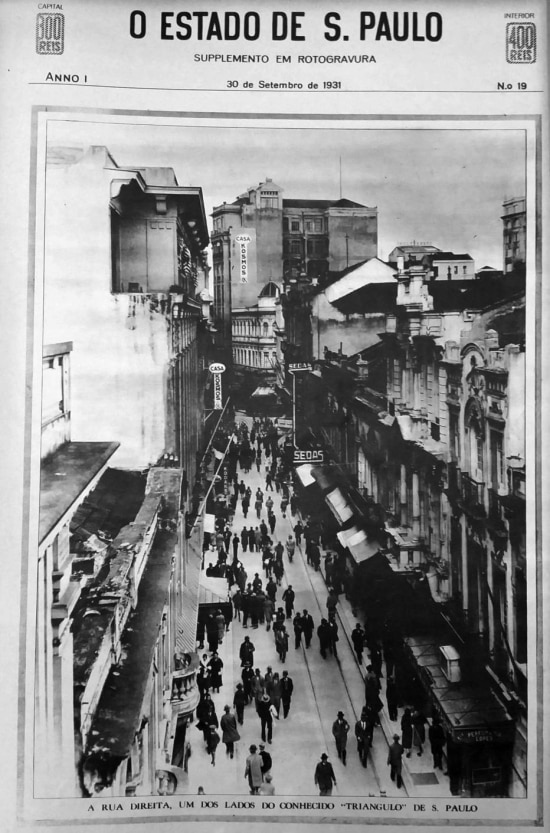 Rua Direita em setembro de 1931.