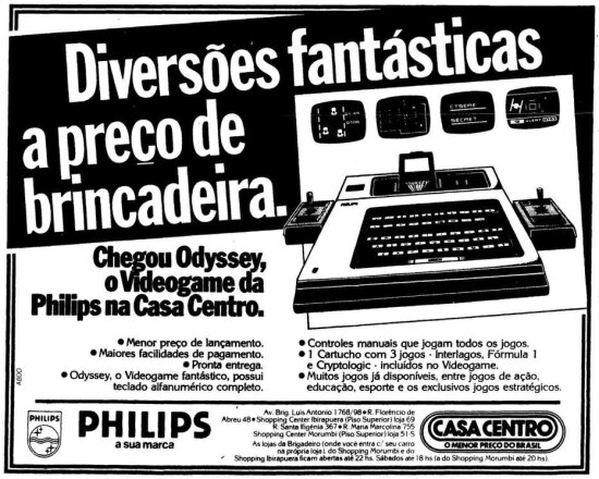 Anúncio do videogame Odyssey da Philips, publicado no Estadão de 15/5/1983
