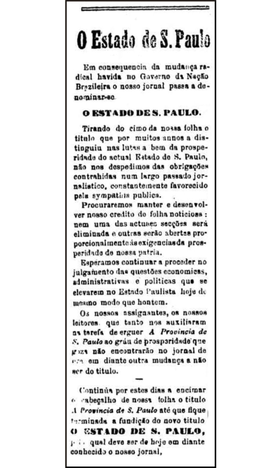 Clique aqui para ver a edição do jornal A Província de São Paulo de 18/11/1889
