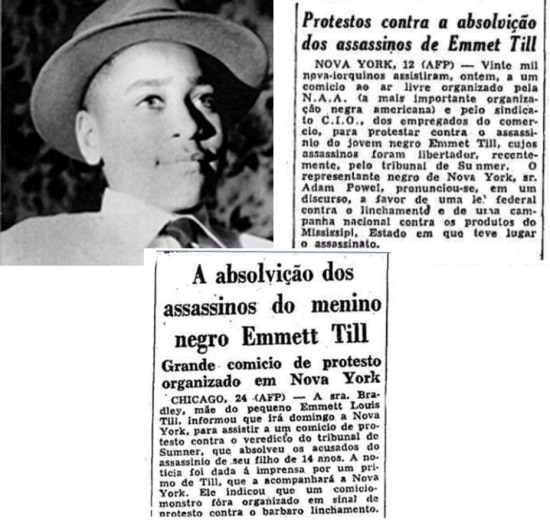 A impunidade do caso de linchamento do menino Emmett Till mobilizou protestos em Nova York em 1955.  