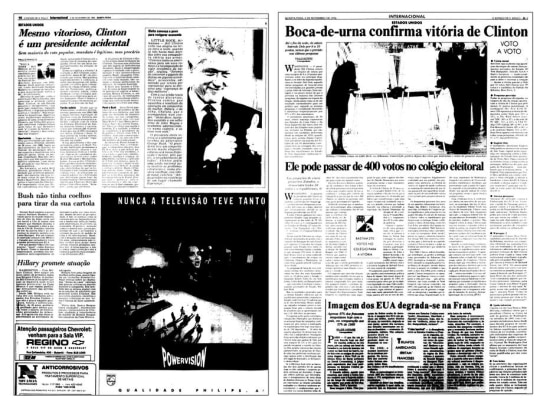 O Estado de S.Paulo de 05/11/1992 e de 06/11/1996