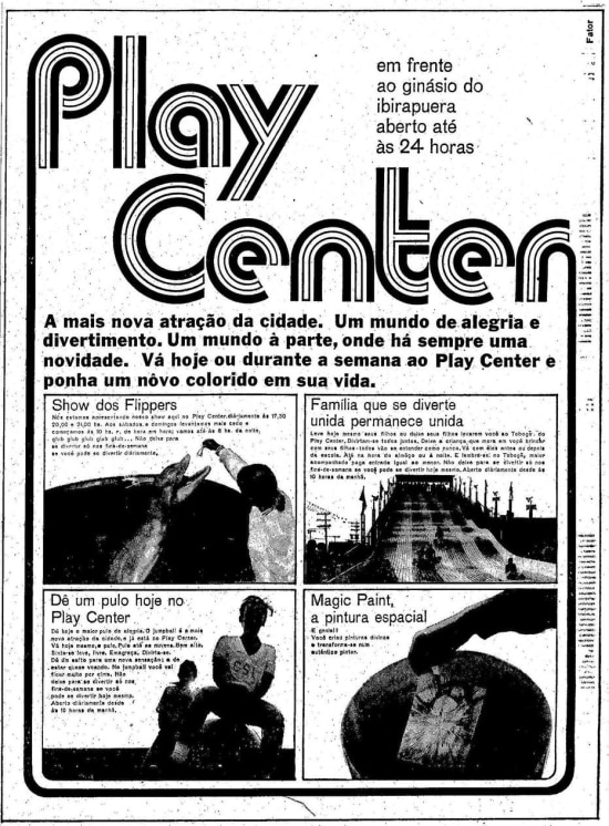 Anúncio do Playcenter no jornal de 13/9/1970