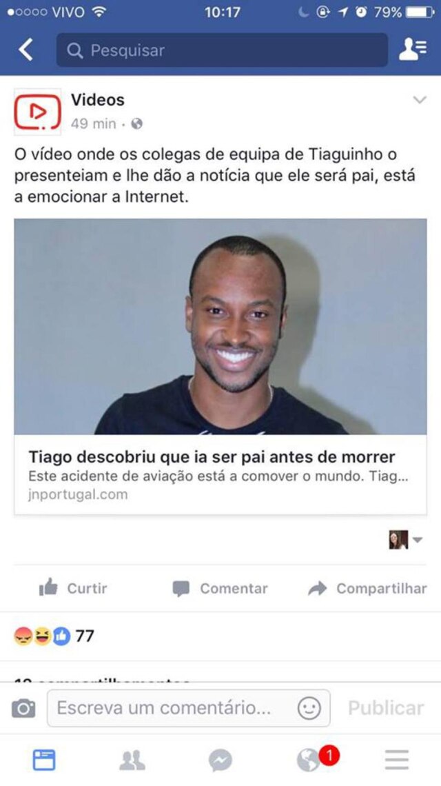 Reprodução Jornal português confunde Thiaguinho, jogador da Chapecoense, com cantor.