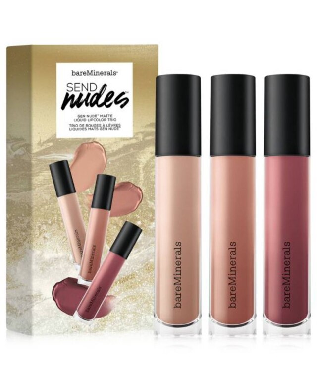 Divulgação/ Bare MInerals O trio de batons possui um tom pêssego, outro bege, e um mais escuro e terroso