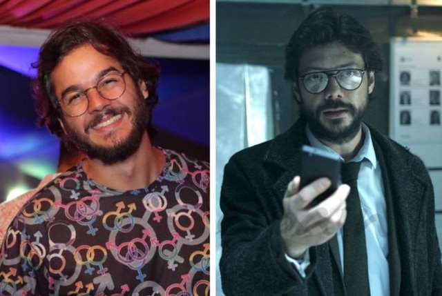 Instagram/@tulio.gadelha / Divulgação/Netflix Comparação entre Túlio Gadêlha e o Professor, de 'La Casa de Papel'.