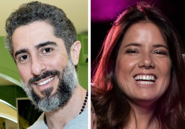 Iara Morselli / Estadão | Edu Moraes / Record TV / Divulgação Marcos Mion e Camila Colombo