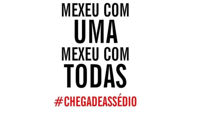 https://www.instagram.com/brumarquezine/ Elenco da Globo e funcionárias da emissora postaram imagens com a frase nas redes sociais