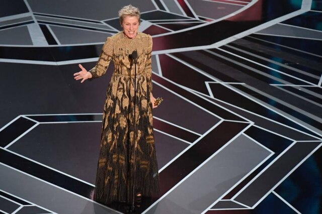 AFP PHOTO/Mark Ralston Frances McDormand ganhou o Oscar de melhor atriz por sua atuação em 'Três Anúncios para um Crime'