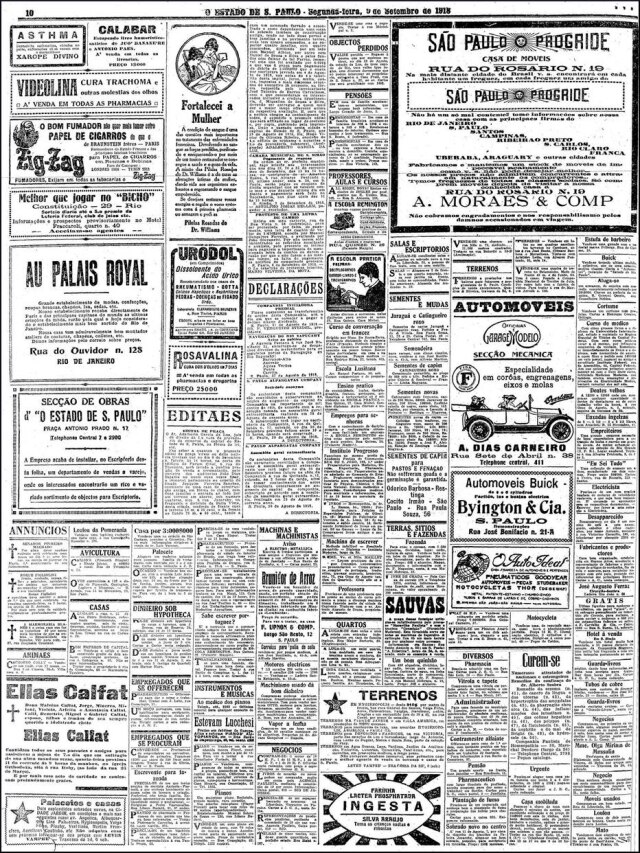 Acervo/Estadão O Estado de S.Paulo - 09/9/1918
