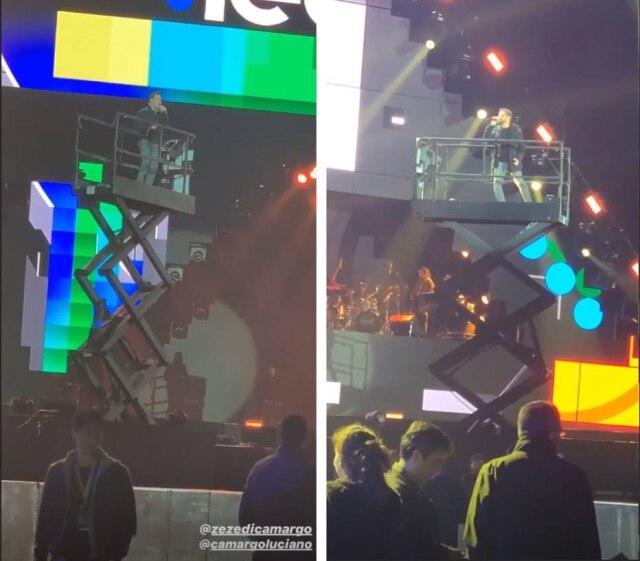 Instagram / @nathancamargo__ Zezé Di Camargo e Luciano durante ensaio do show Amigos em São Paulo.