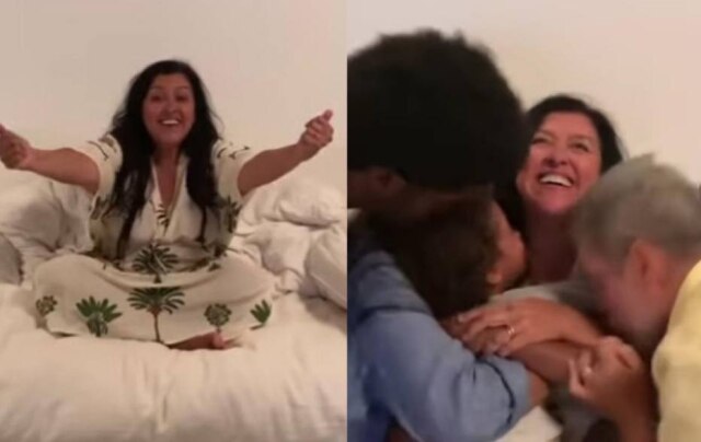 Instagram/ @reginacase Regina Casé, em vídeo no Instagram, com a família