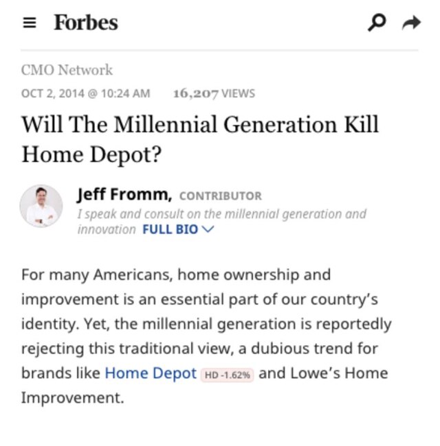Reprodução/Buzzfeed Os millennials vão acabar com a 'Home Depot' (loja de construção)?