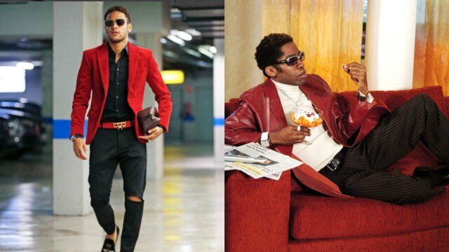 Montagem Instagram/Divulgação TV Globo Neymar em seu novo look e Foguinho, interpretado por Lázaro Ramos.
