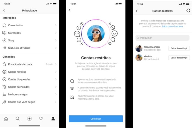 Divulgação / Instagram Novo recurso permite restringir usuários na plataforma.