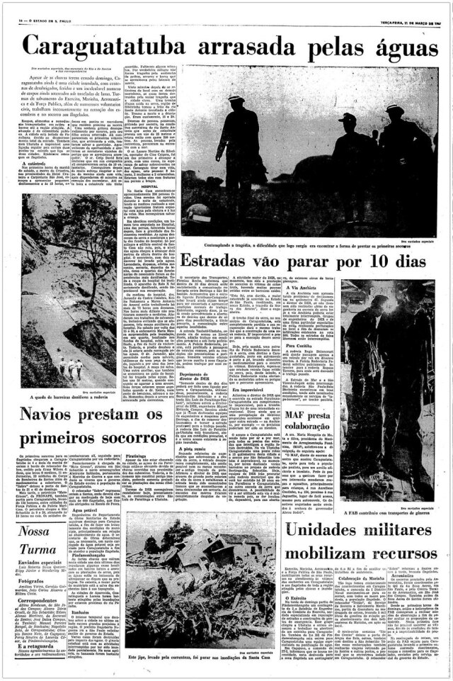 Desatre em Caraguatatuba no Estadão de 21/3/1967.  
