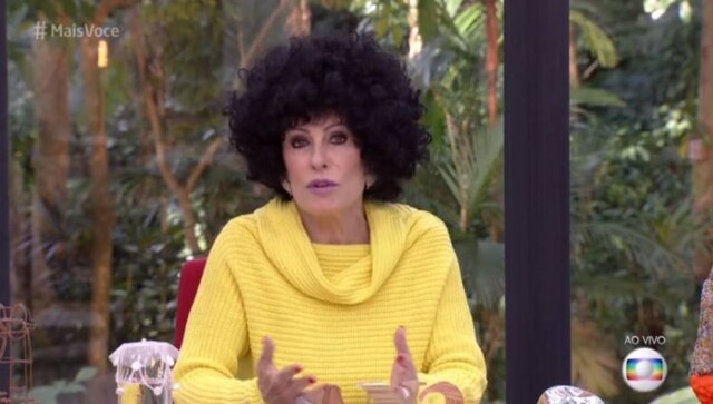 Reprodução/TV Globo Apresentadora usou peruca e foi criticada nas redes.