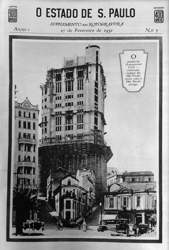 Acervo Estadão Prédio do Automóvel Club, em fevereiro de 1931.