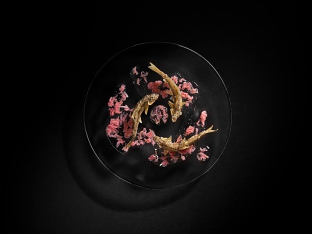Sergio Coimbra|Divulgação Primavera. o prato baby ayu retrata a mudança das estações, através dos seus elementos, o peixe ayu e as flores de sakura