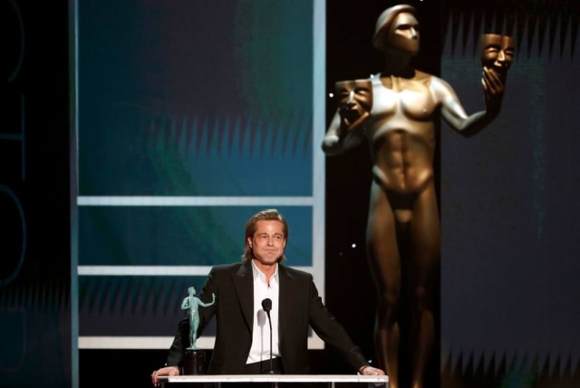 REUTERS / Mario Anzuoni Brad Pitt durande discurso no 26º Screen Actors Guild (SAG) Awards, em 2020.