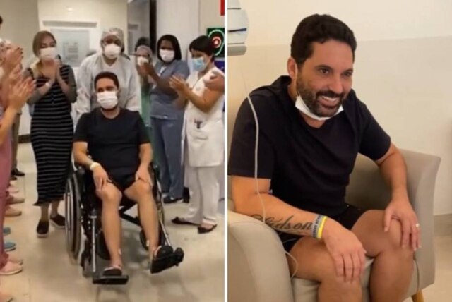 Reprodução Instagram/@edsonsertanejo O cantor Edson foi transferido de cadeira de rodas da UTI para o quarto, onde segue em tratamento do coronavírus