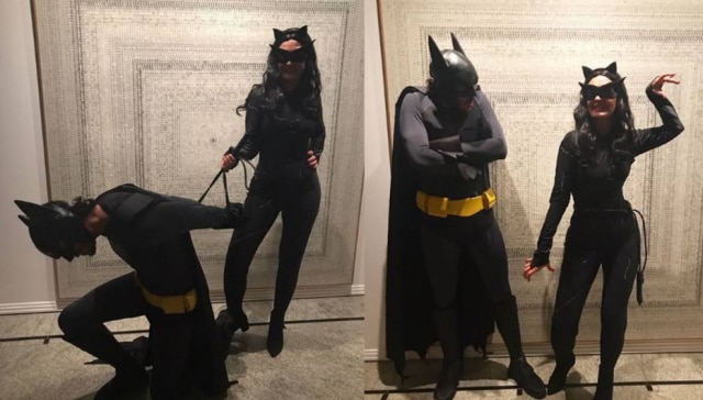 Instagram/@tulio.gadelha Fátima Bernardes e Túlio Gadêlha fantasiados de Mulher-Gato e Batman.