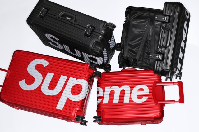 Divulgação Rimowa As malas da Rimowa em parceria com a Supreme, que volta ao mercado de luxo depois de uma bem sucedida colaboração com a Louis Vuitton