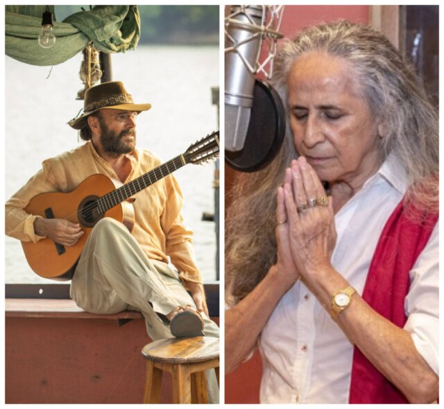 Rede Globo / João Miguel Júnior / Fábio Rocha Almir Sater e Maria Bethânia gravaram 'Tocando em Frente' para 'Pantanal'. Agora, a dupla se reune novamente, Bethânia na voz, Almir na viola. Juntos eles regravaram o tema principal da novela.