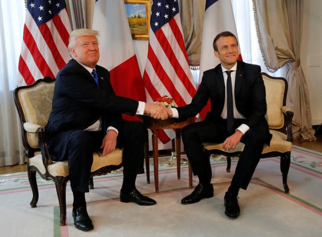 REUTERS/Jonathan Ernst Trump e Macron já se encontraram na Bélgica