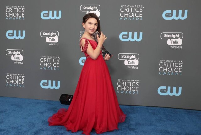Monica Almeida/Reuters A atriz Brooklynn Prince se emocionou ao receber o prêmio de melhor jovem ator ou atriz e convidou os outros indicados na categoria para um sorvete