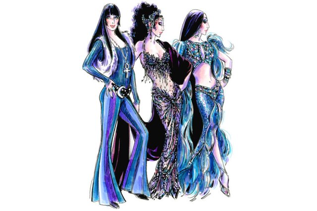 Bob Mackie/Divulgação Os figurinos de Bob Mackie para o musical 'The Cher Show', que celebra a trajetória da cantora