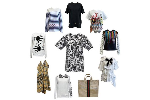 Divulgação/Comme des Garçons A coleção também conta com uma camiseta branca com os nomes das marcas