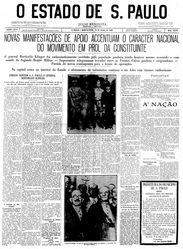 Acervo Estadão Estadão 13/7/1932