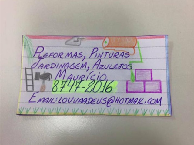 Reprodução/Facebook Cartão feito à mão por Maurício.