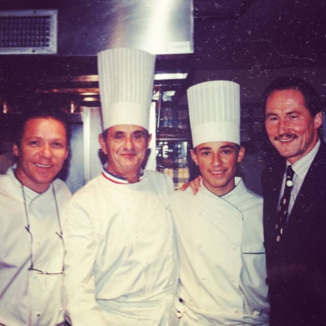 Arquivo pessoal Claude e Thomas Troisgros entre Bocuse