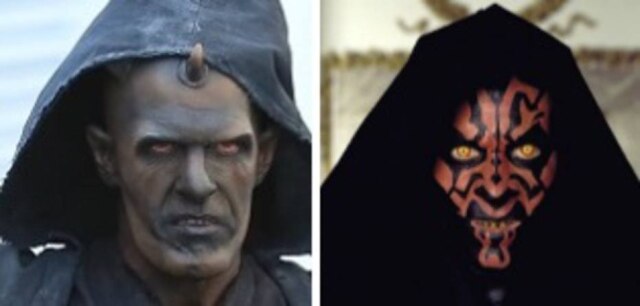 Munir Chatack/ Record TV / Divulgação | Reprodução de cena de 'Star Wars: A Ameaça Fantasma' (1999) / Lucasfilm Satanás e Darth Maul
