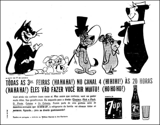 Acervo/Estadão Chuvisco, Plick e Plock, D. Pixote, Catatau e Zé Colméia, anúncio de desenhos animados no Estadão de 15/10/1961
