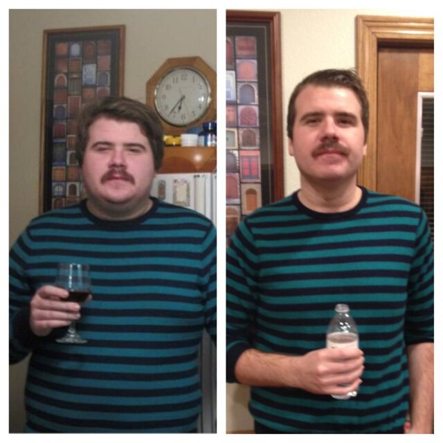 Imgur.com/meatteo Na foto, homem mostra como ficou um ano depois de parar de ingerir bebidas alcoólicas.