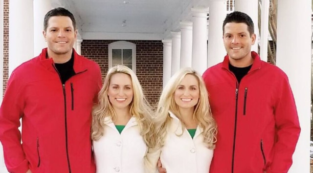 Facebook/Briana Deane Os gêmeos identicos Josh e Jeremy Salyers pediram as gêmeas Brittany e Briana Deane em casamento após se conhecerem em um festival para gêmeos