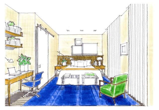 Bruno Carvalho e Casa Di3 Presença de cores fortes e do bom uso da madeira garante a personalidade do ambiente