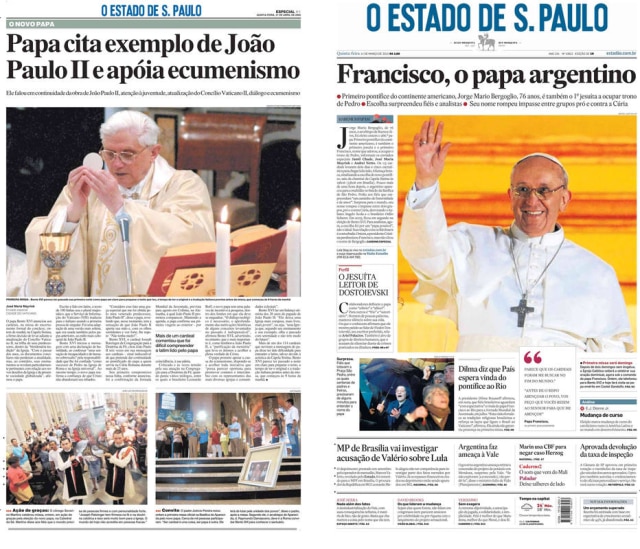 Acervo/Estadão > Estadão - 21/4/2005 e 14/3/2013