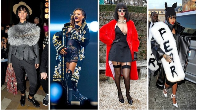 Getty Images / NYTimes Rihanna veste: Lanvin, Givenchy, Dior e Melitta Baumeister